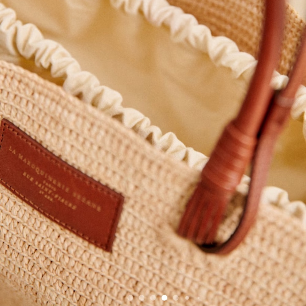 Sezane Justine Straw Bucket Bag EUC Medium Raffia - Picture 2 of 9
